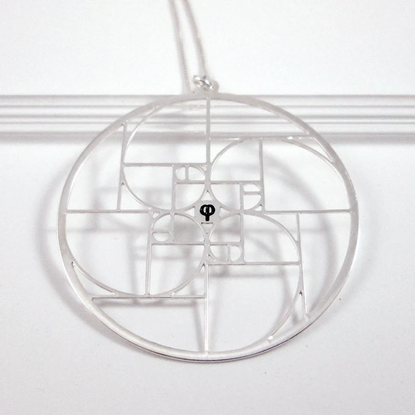 Fibonacci Spiral In A Circle Pendant