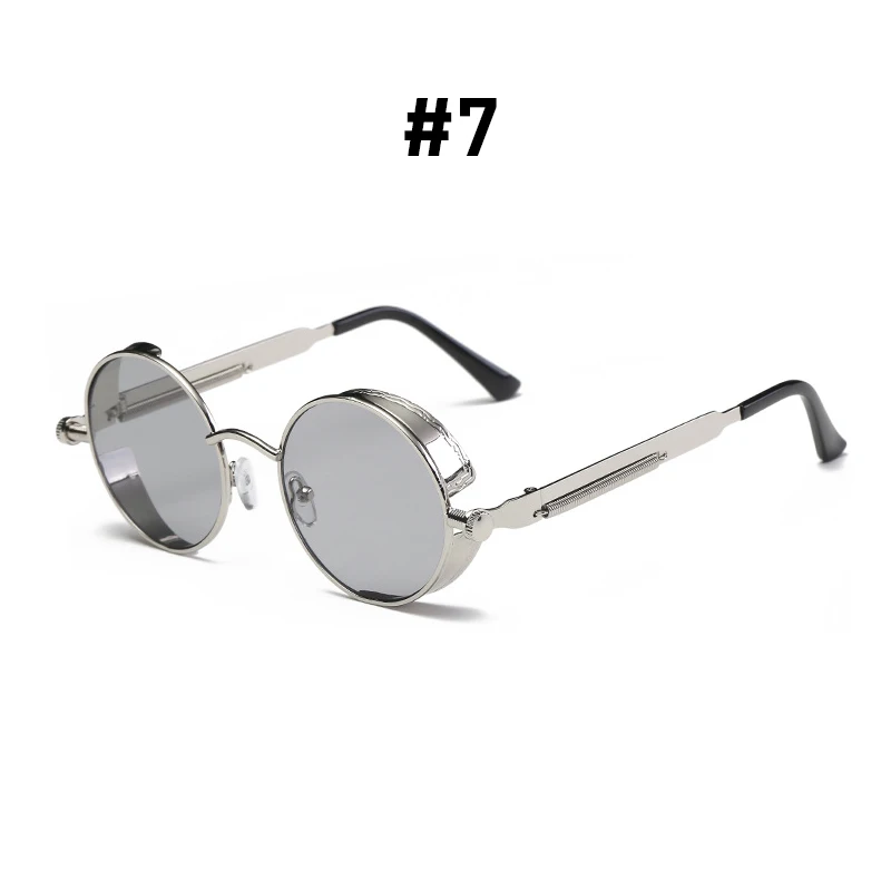 VIVIBEE Vintage Steampunk Rote Sonnenbrille für Herren, Runde Punk-Legierung Metall Retro Sonnenbrille für Damen, 2026 Goggles im Gothic-Stil
