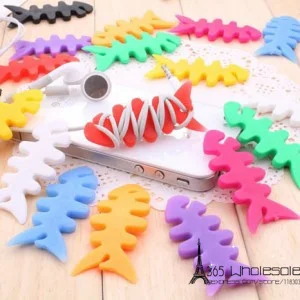 

Free shipping 100pcs/lot mixed colors fish bone earphone winder silicone cable cord ties organizers party supply gifts