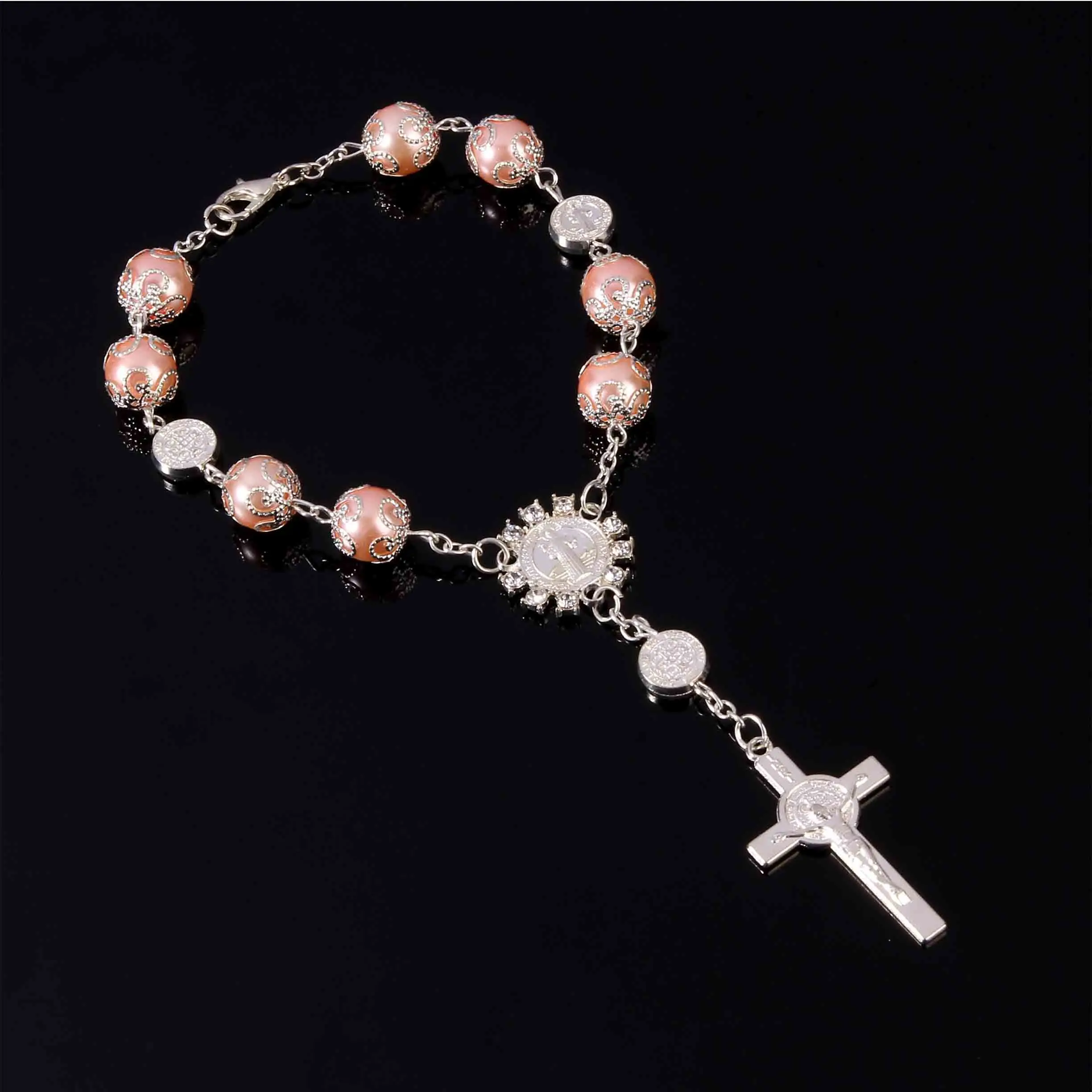 Rosary Centre Mercy Mary Sacred Heart Jesus Icon Religious Center Gift Bracelet, St. Benedict Classic Bracelet.