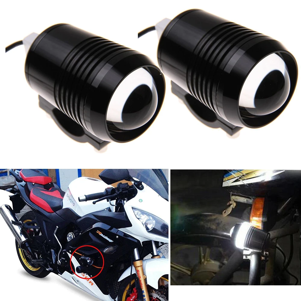 

2pcs Black LED Motorcycle Headlight Spot Head Light Motorbike Fog Lamp Bulb ATV SUV Car U2 1200LM 30W Motor Bike Light 12V DC