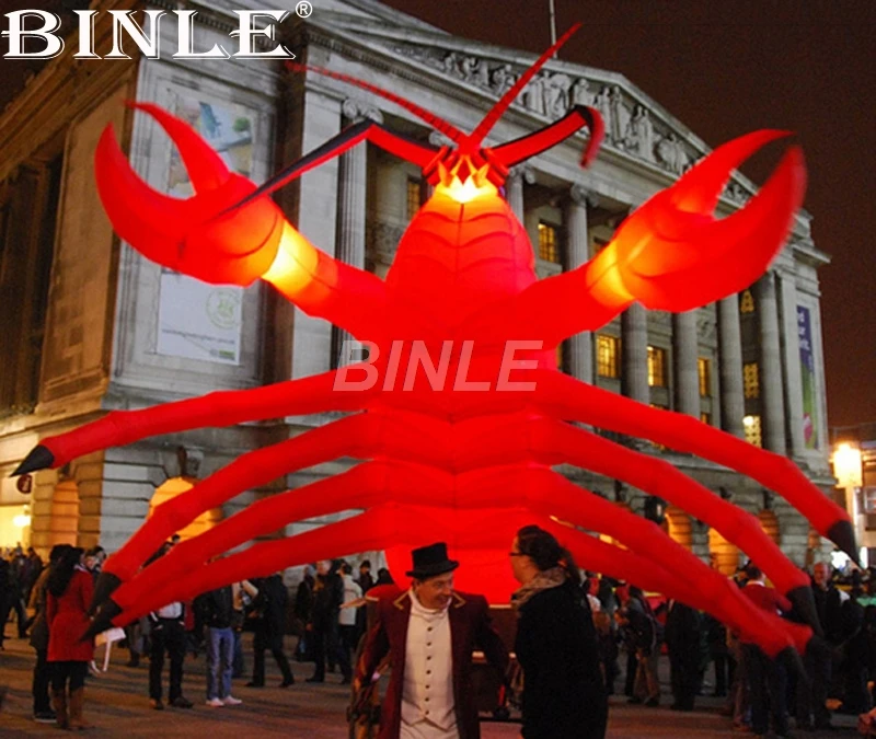 Promotional custom made giant inflatable lobster inflatable shrimp balloon blow up crawfish with led light for parade