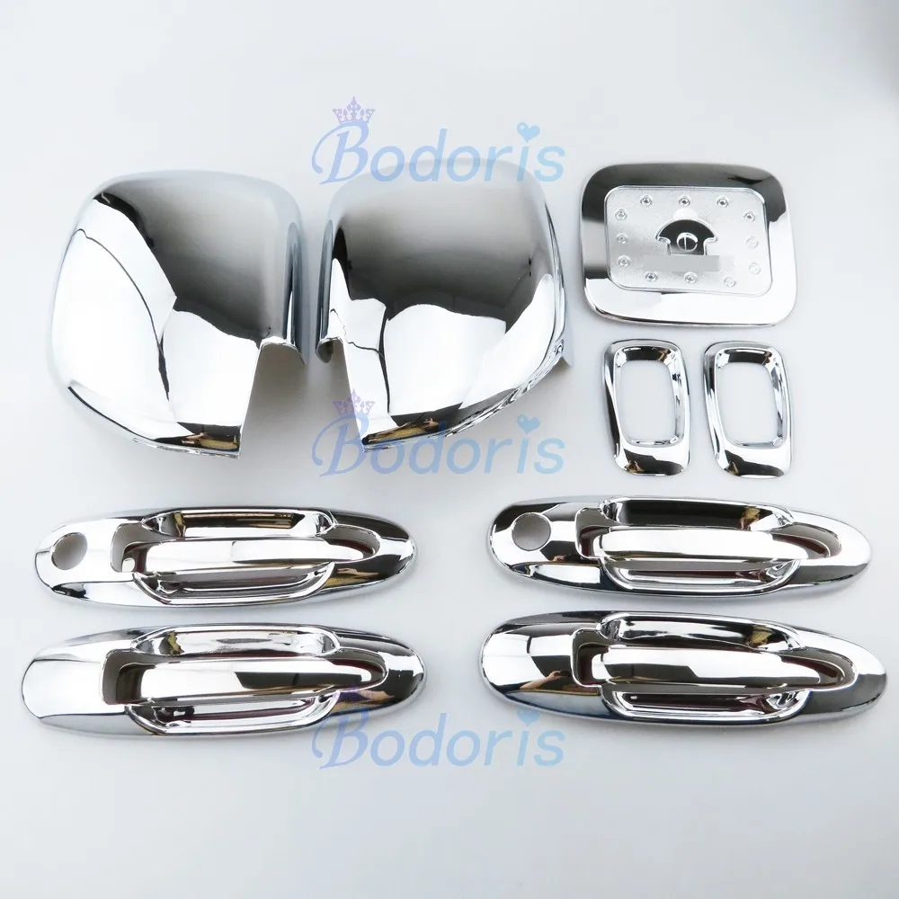 

13 Pieces Chrome Mirror Cover Side Lamp Fuel Tank Cap Handle Panel 1998-2007 For Toyota Land Cruiser 100 Lexus LX470 Accessories