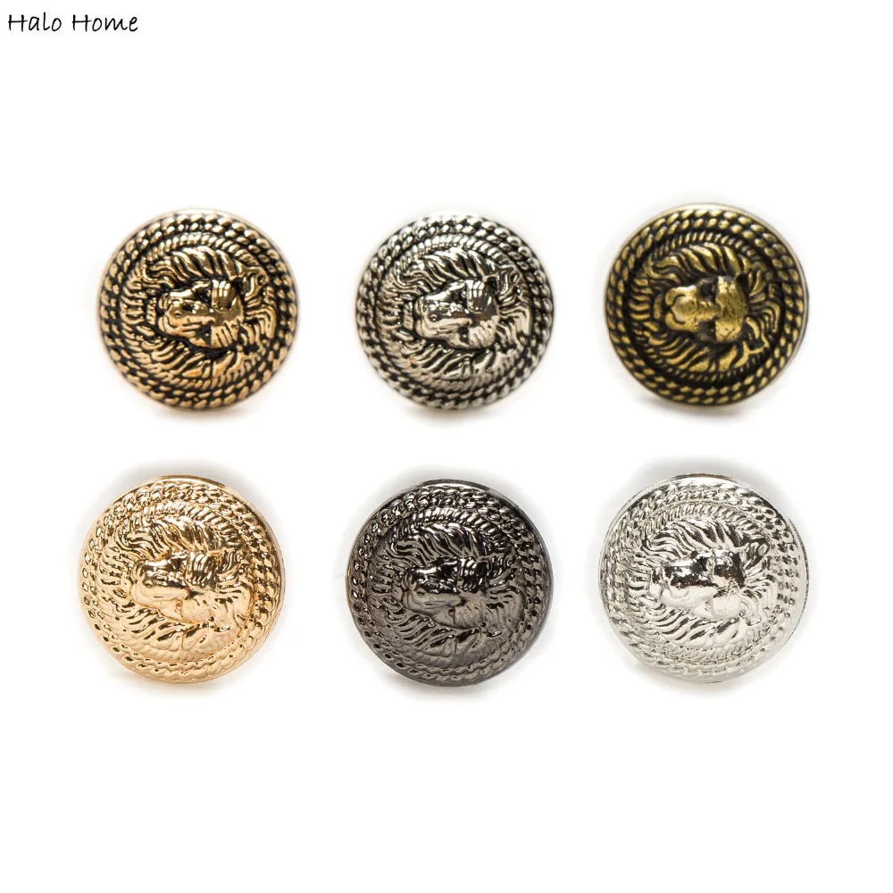 Halo Home 5pcs Lion Pattern Shank Metal Button Round for Sewing Clothing Suits Blazer Jacket Uniform Handwork 12.5-25mm