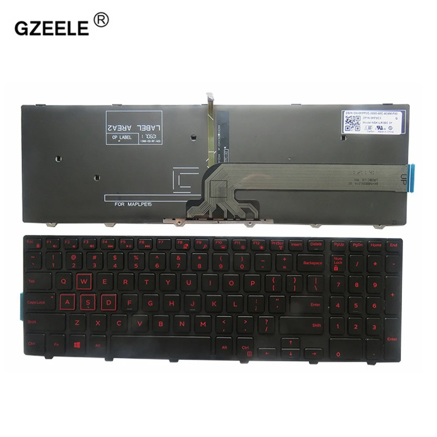 

GZEELE New US Keyboard For DELL 15 3558 5542 P39F 17-5748 5749 3552 laptop keyboards English red Backlight