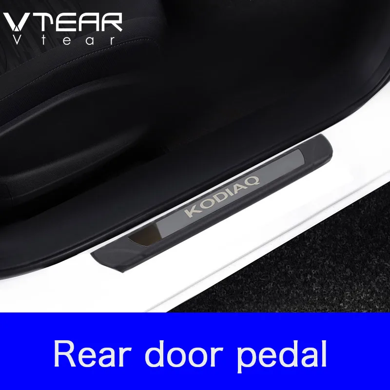 Vtear For Skoda Kodiaq Accessories Car Door Sill Cover Trim Anti-Scuff Plate Threshold Pedal Exterior Scuff Car-Styling 2021