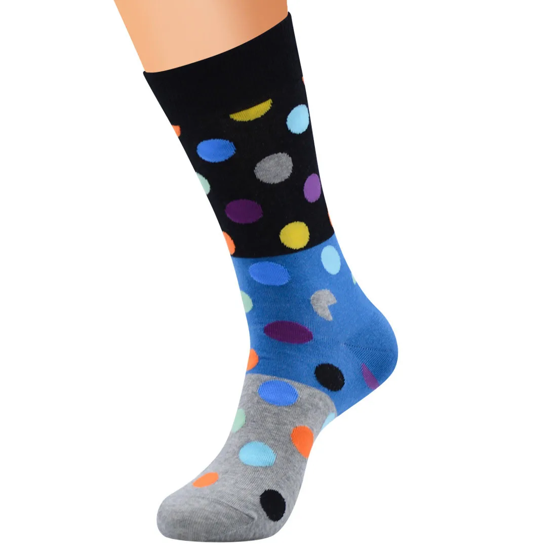 New Arrived Happy Socks Men Funny Lattice Dot Design Colorful Combed Cotton Socks Casual Leisure Socks For Gift