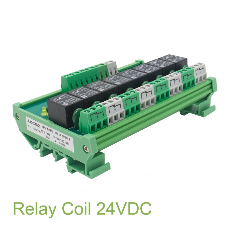 

100 PCS 8 Channel T73 Interface Relay Module 24VDC DIN Rail Panel Mount