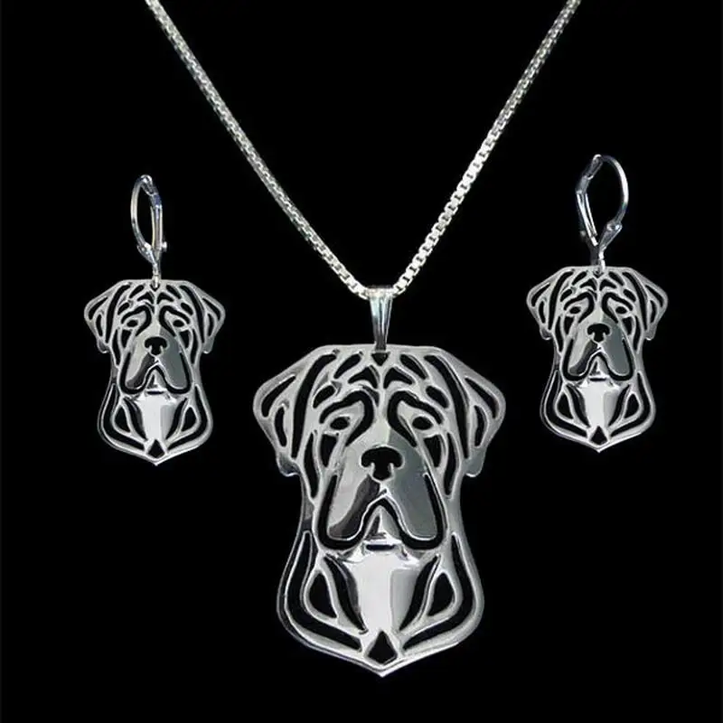 Lovers' Metal Cutout Cane Corso Jewelry Set Women Alloy Dog Jewelry Set