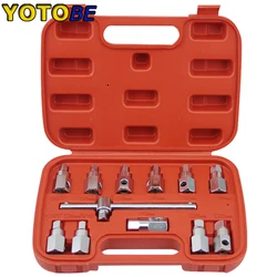 12pcs Oil Drain Plug Key Set Hexagon Socket Kit Nut Adaptor Car Tools