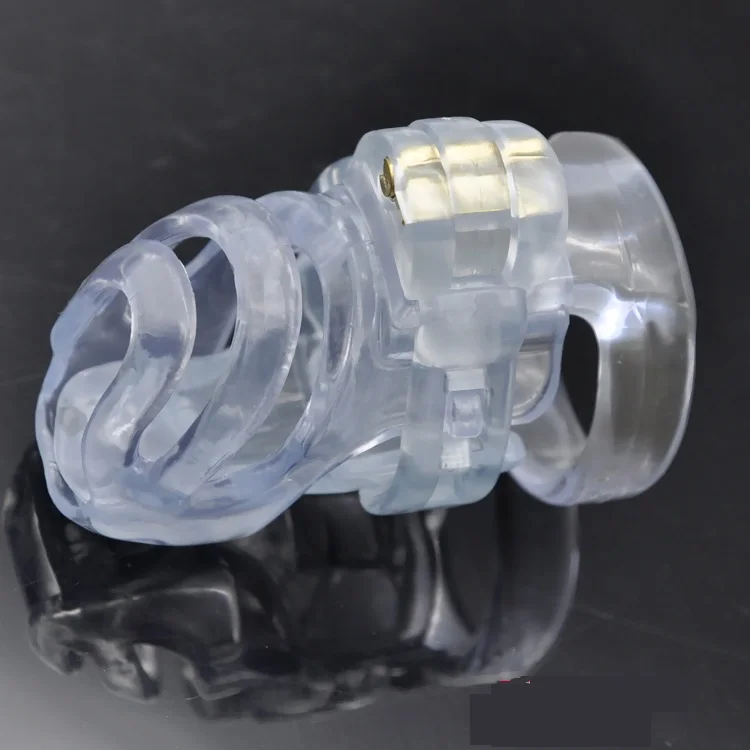 Natural Resin Male 3D Short Cock Cage PA Lock W 4 Size Penis Ring Chastity Device Adult Bondage BDSM Sex Toy 3 Color A357