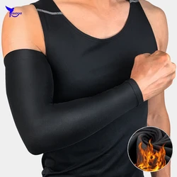 2 Pcs/pair Winter Warm Fleece Cycling Arm Warmers Thermal Basketball Running Arm Sleeves Bicycle Bike Arm Covers Golf Elbow Pads