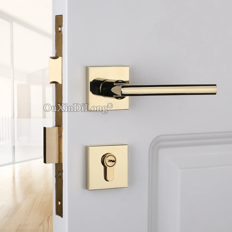 Top Luxury European Mute Mortise Door Lock Set Interior Living Room Bedroom Bathroom Silent Split Door Lock with Key/No Key