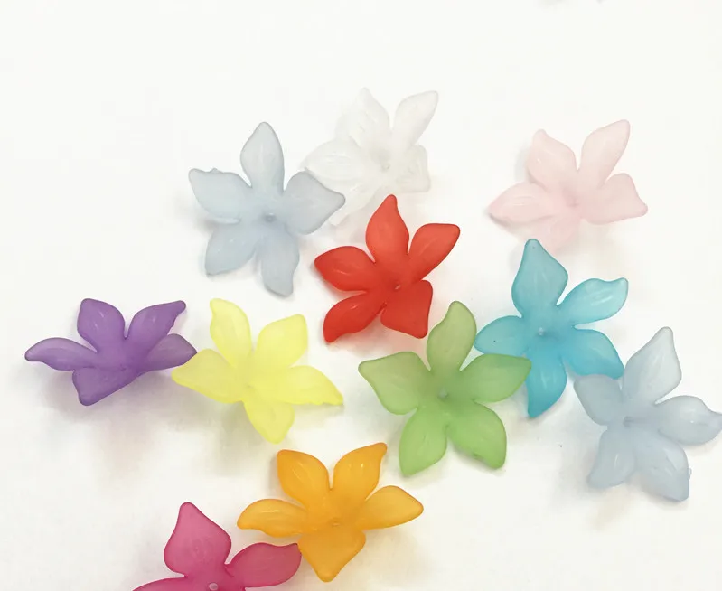 20g/lot 27mm 10 Colors Acrylic Leaf Petals Flower Frosted Acrylic Spacers Beads For Wedding Earrings DIY Makeing Accessories