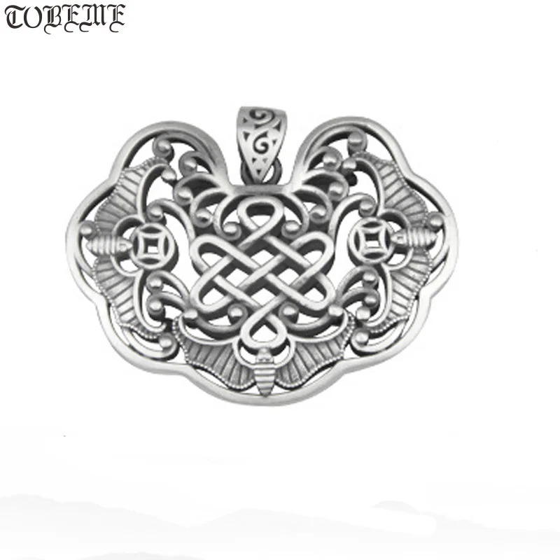 

Handmade 100% 990 Silver Tibetan Endless Knot Pendant Vintage Pure Silver Good Luck Pendant Women Lucky Pendant Necklace