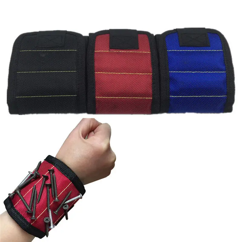 Magnetic Wristband Tool Bag Wrist Belt Screws Nails Drill Bits Repair Tool Pip