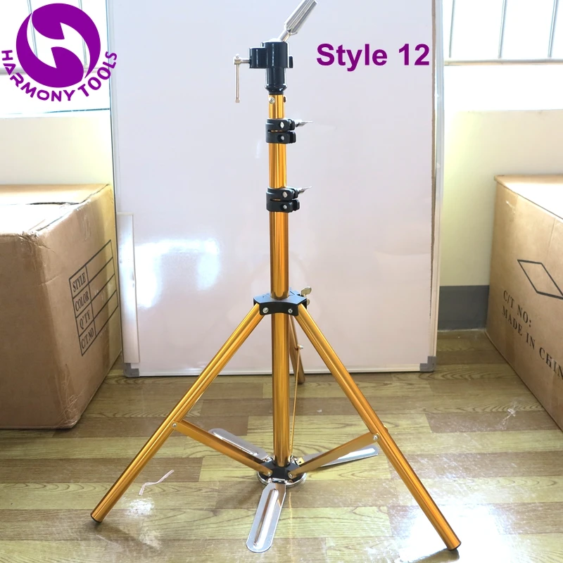 

HARMONY 1 Piece LF-1072 Adjustable Gold Pedal Aluminum Alloy Hairdressing Training Wig Mannequin Heads Tripod Clamp Floor Stand