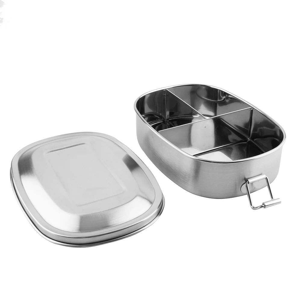 Stainless Steel Lunch Box with Three Compartments Bento Food Container Food Snack Metal Lunch Box for Kids and Adult