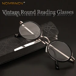 NOMANOV = Round Vintage Retro powlekane szkła z pełnym obrzeżem Alloy Luxury Men Women okulary do czytania + 0.75 + 1 + 1.25 + 1.5 + 1.75 + 2To + 4
