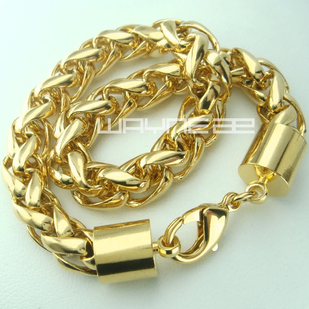 Gold color Men Weaved 22 cm Length Bracelet B153