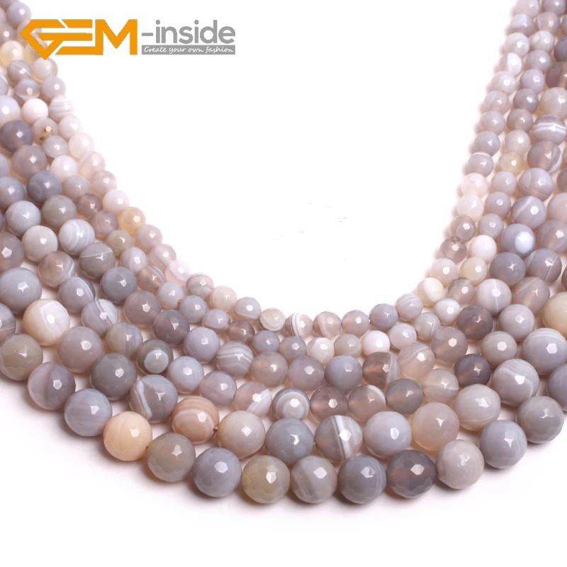 Natural Botswana Grey Faceted Agates Beads Natural Stone Beads Loose Bead For Bracelet Making Strand 15 inches DIY Wholesale