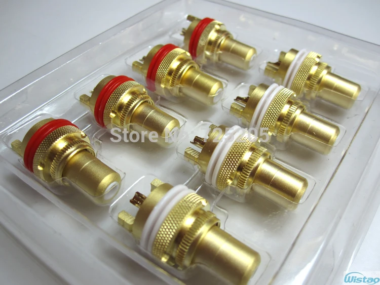 HIFI RCA Terminal 4pcs / lot Alluvial Gold-plated Oxygen-free Copper Socket 4PCS/Lot High Performance DIY