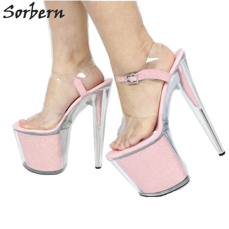 Sorbern Perspex Heels Sandals Summer Custom Color Ankle Strap Open Toe Platform Elegant Party Decorations Women Shoes Sandals