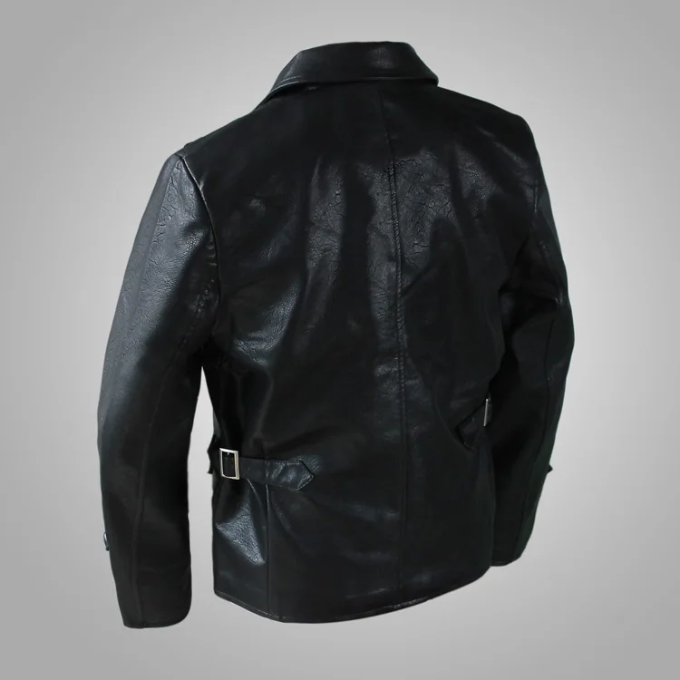 M-2XL!!For flight jacket black double breasted water washed leather clothing outerwear