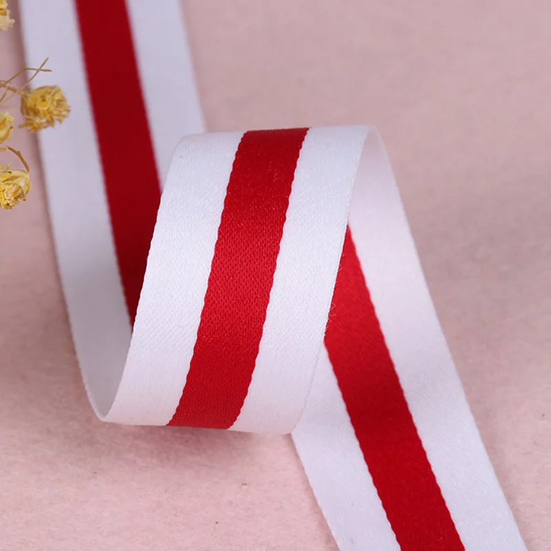 High quality White and red polyester striped Grosgrain Ribbon DIY Belt Clothing accessories handmade sewing accessoriesdiy belt