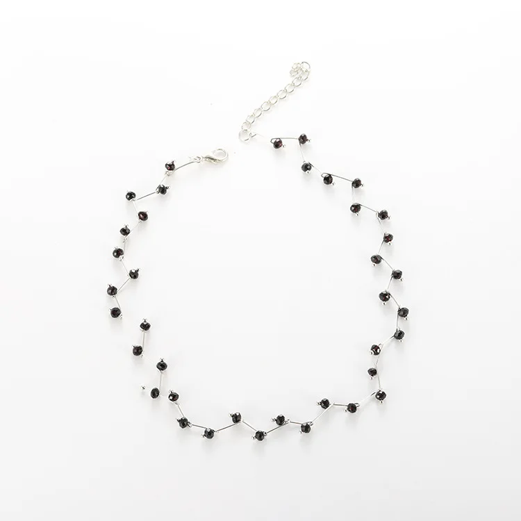 New Personality Simple Wild Black Crystal Short Clavicle Chain Korean Women\'s Beaded Fashion Gift Dress Accessories Necklace