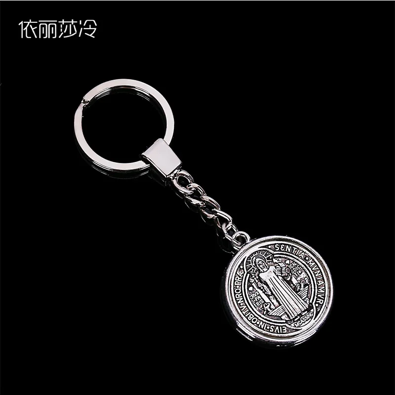 3 Popular Miracles Saint Benedict Medal Pendant Keychain Ring Jewelry Keychain Car Keyring Jesus Religious Keychain Gift.3.5X3.5