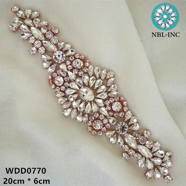 

(30PCS) Wholesale hand beaded bridal clear crystal rhinestone applique for wedding dresses WDD0770