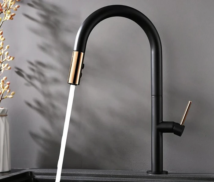 black or white brass pull out shower kitchen faucets tap single hand hot and cold wash kitchen  mixer water tap BL687