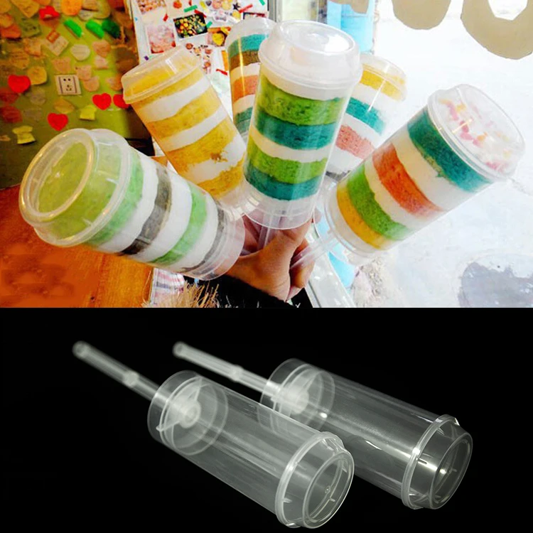 Free Shipping  Food Grade 24 Pcs Push Up Pop Cake Container  Plastic Baking Cups for Party Decorations Heart and Round shape