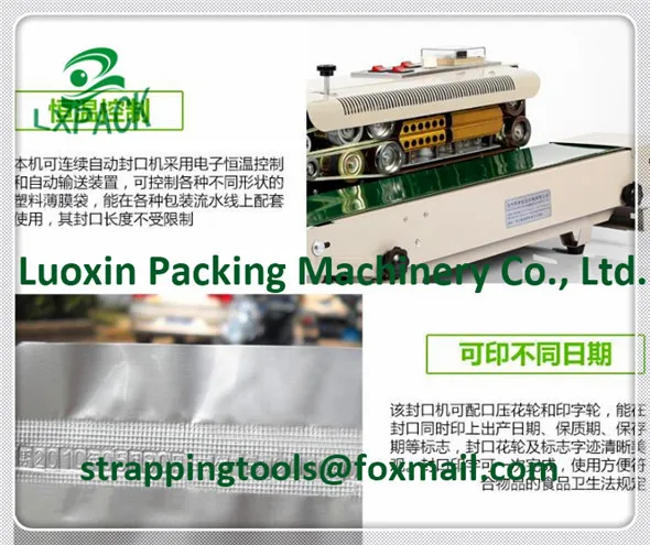 LX-PACK Lowest Factory Prices Continuous plastic bag sealing machine date code heat shrinking sealer,impulse sealer adding gas