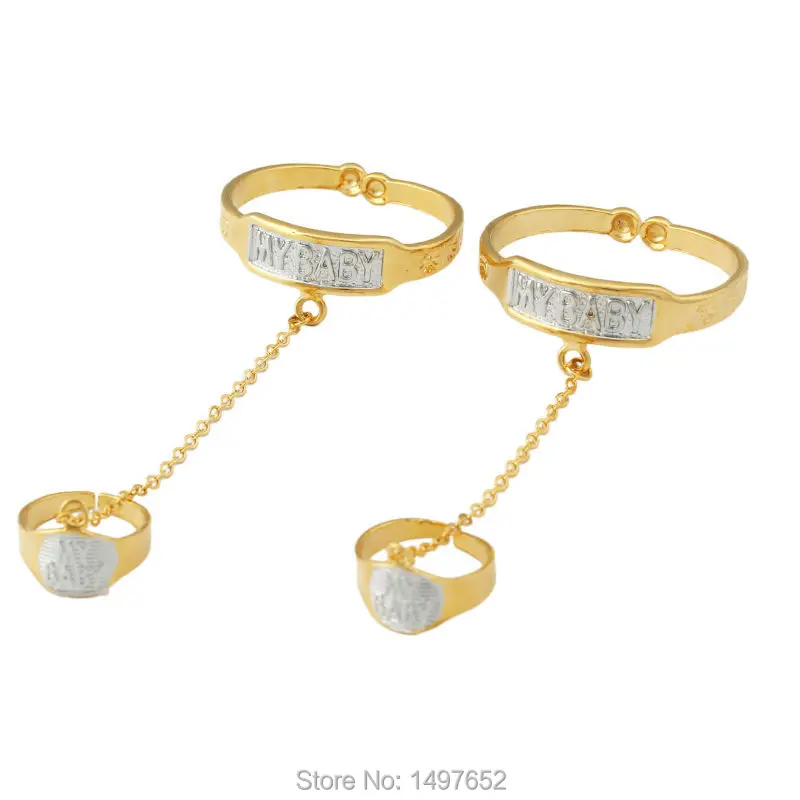 

New Arrival Two Colors Bangles & Bracelets For Kids Gold Color MY BABY For Kid Baby Lovely Jewelry ,Bracelet With Ring