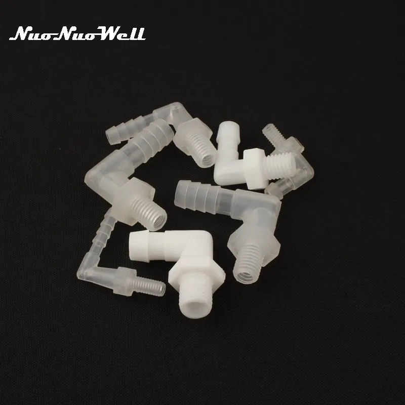 8pcs NuoNuoWell M6~M12 Thread 90 Degree Pipe Elbow Connector Aquarium Adapter Fish Water Tank Hose Fittings Garden Irrigation