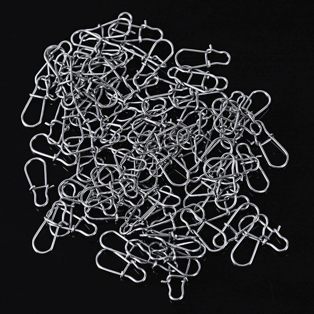 100pcs NiceFastlock Snap Fishing Barrel Swivel safety snap 12mm-33.5mm Swivel Snap 0#-8# fishing swivels