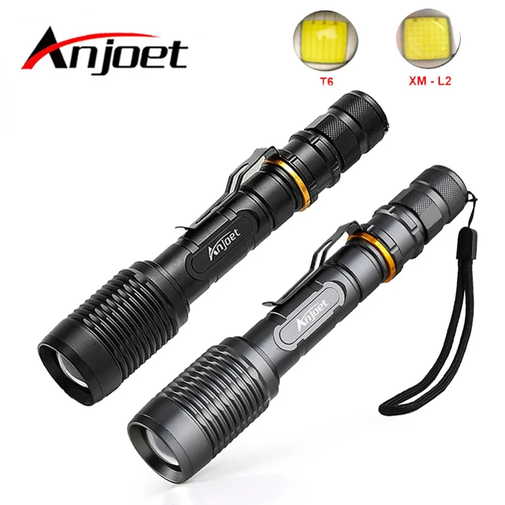 

Anjoet Sets Super Bright Tactical Flashlight Portable XML T6 / L2 LED Zoomable torch 18650 Battery 5 Mode Outdoor hunting Camp