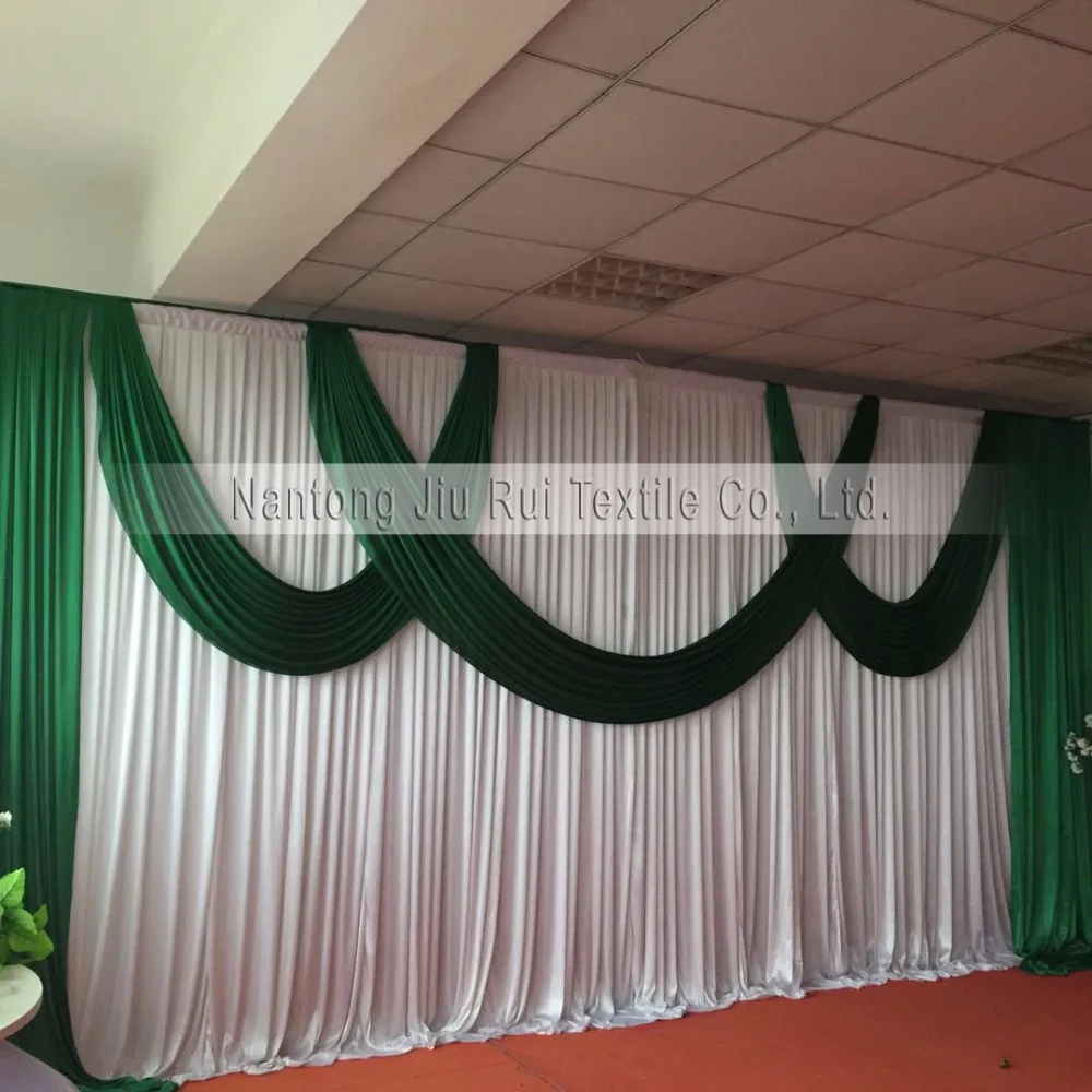 Imagem -02 - Muito Popular Swag Verde e Drape Casamento Pano de Fundo Gelo Seda Festa Cortina Casamento Drapeja Palco Pano de Fundo