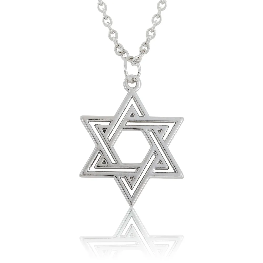 My Shape Jewish Star of David Pendant Necklaces Amulet Tetragrammaton Silver Plated Statement Necklace Choker Israel Jewelry