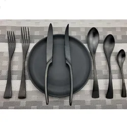 Accessories Top Quality Stainless Steel Scoop Forks Kinfe Party Dinnerware Set Matte Black Cutlery Set Drop Shipping 1 Piece