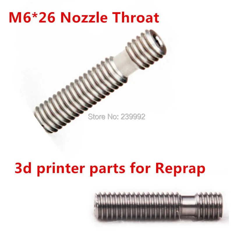 Free Shipping 5pcs/lot Plus Barrel M6*26 Nozzle Throat For Reprap Makerbot 3D Printer Extruder Hot End 1.75mm