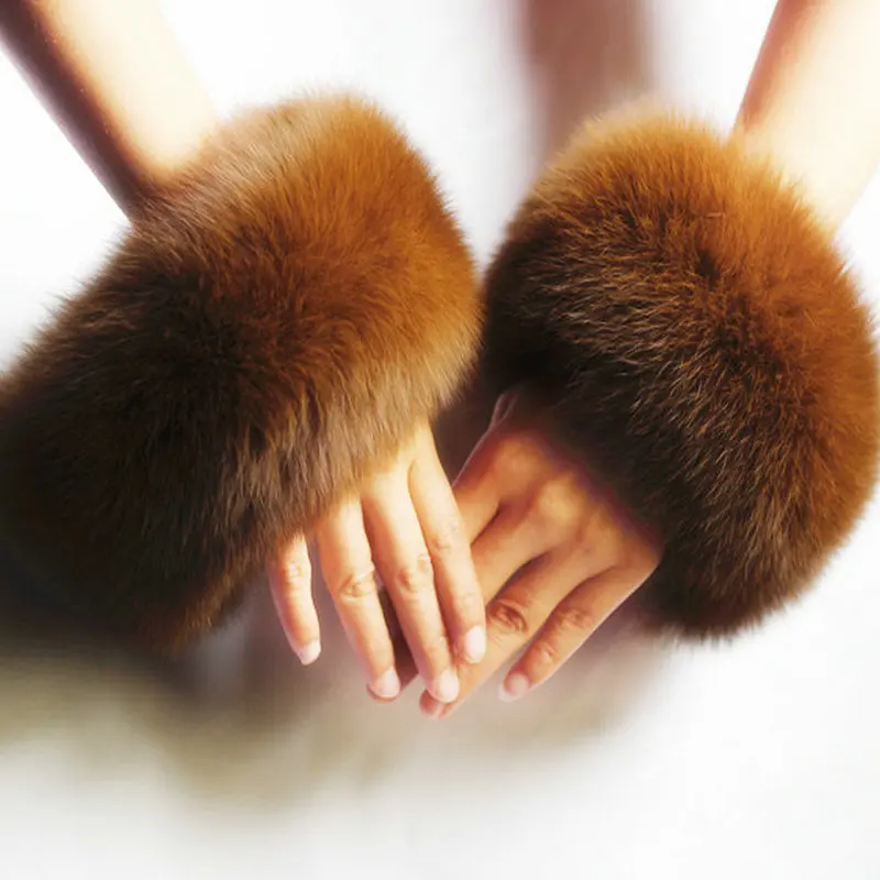 Real Fox Fur Cuffs Density Fur Ring 30cm long 12cm Width Fox Sleeves