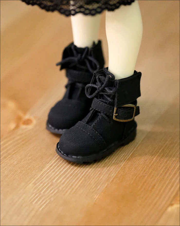 

D01-P059 children handmade toy 1/3 1/4 Doll Accessories BJD/SD doll shoes Black strap buckled ankle boots 1pair