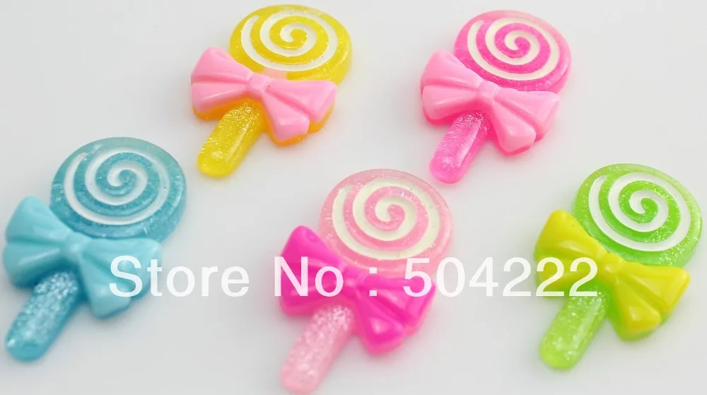 120pcs big lolly pop Lollipop Sweets Cabochons (33mm) Cell phone decor, hair accessory supply, embellishment, DIY sparkle