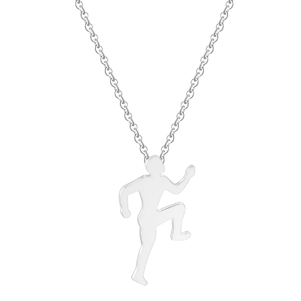 Todorova Gymnastic Runner Pendant Necklace Figure Running Men Silhouette Necklace Women Stainless Steel Sports Lover Gift