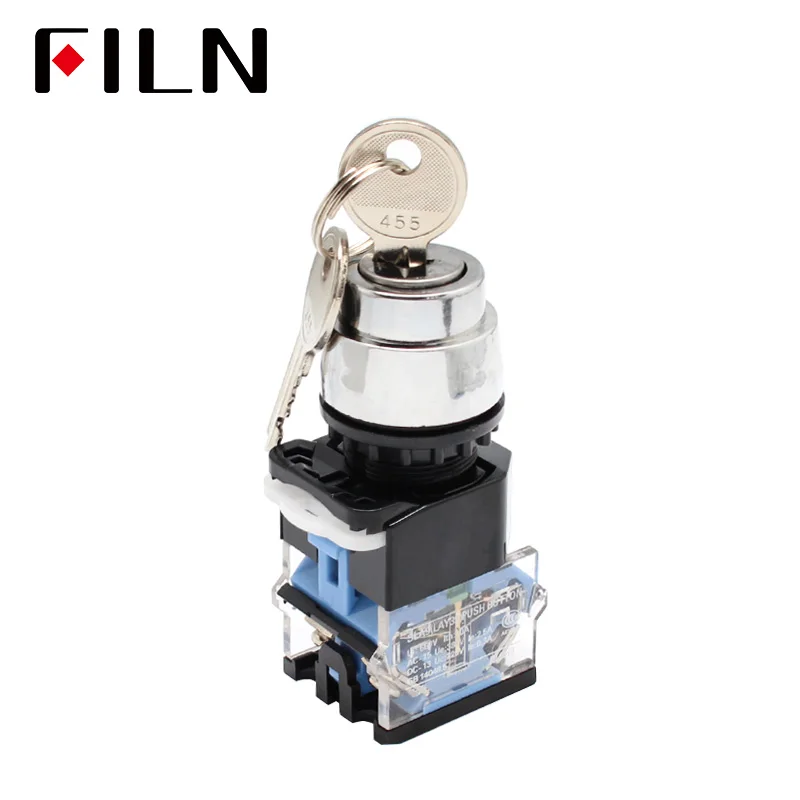 

LA38-20Y_31 Rotary Push Button Switch with Key 3 Position 2 NO Latching Plastic Push Button