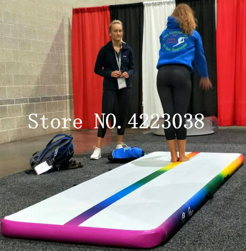 Free Shipping 3*1*0.2m Rainbow Inflatable Air Track Mat Gymnastics Tumbling Mat Air Floor with Electric Air Pump