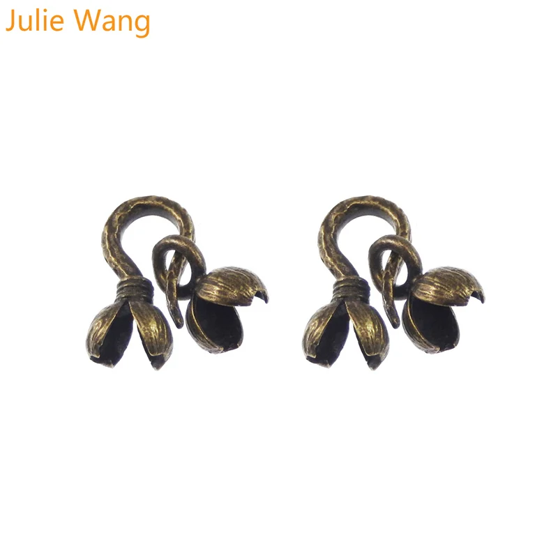 Julie Wang 8PCS Crafts Charms Bracelet Retro Bodhi Flowers Pendants Necklace Connectors Handmade DIY Jewelry Findings Accessory